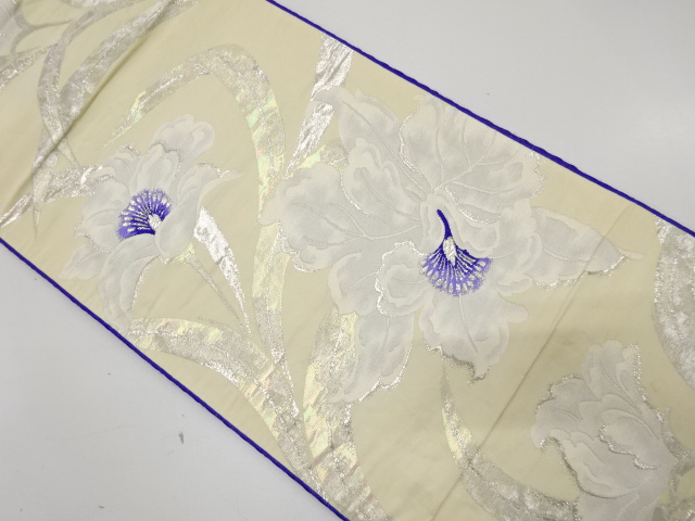 JAPANESE KIMONO / ANTIQUE FUKURO OBI / SILK / WOVEN FLOWERS